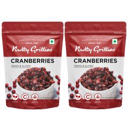 Nutty Gritties: Cranberries Dried & Whole Healthy Snack - 400g (2 Pack of 200g each)