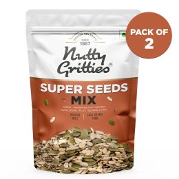 Nutty Gritties: Super Seeds Mix - Roasted - Flax, Chia, Sesame, Sunflower, Watermelon, Pumpkin Seeds -  400g (2 Pack of 200g each)