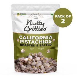 Nutty Gritties: California Roasted Pistachios, Lightly Salted and Dry Roasted - 400g (2 Pack of 200g each)