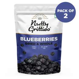 Nutty Gritties: Blueberries Dried & Whole Healthy Snack - 300g (2 Pack of 150g each)