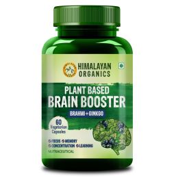 Vlado's Himalayan Organics: Plant Based Brain Booster Supplement with Ginkgo Biloba & Brahmi | Boost concentration & Memory | 60 Veg Capsules