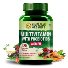 Vlado's Himalayan Organics: Multivitamin with Probiotics for Women | 120 Veg Tabs | 60 + Natural Extracts, Essential Vitamins & Minerals |Vitamin D3, B12, Calcium, Curcumin & Biotin
