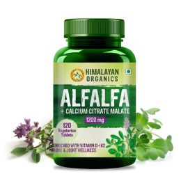 Vlado's Himalayan Organics: Alfalfa, Calcium Citrate Malate 1200mg with Vitamin D, K2 (MK7), B12, Zinc & Magnesium - 120 Veg Tablets