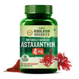 Vlado's Himalayan Organics: Naturally Sourced Astaxanthin 4mg | Antioxidant for Skin, Eye & Energy | 60 Veg Capsules