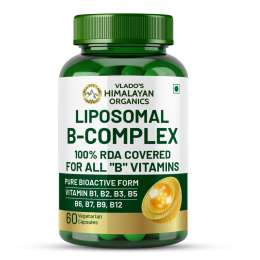 Vlado's Himalayan Organics: Vlados Himalayan Organics Liposomal Vitamin B Complex with 100% RDA B1, B2, B3, B5, B6, B9 & B12 | Hair Growth, Boost Energy And Immunity (60 Capsules)