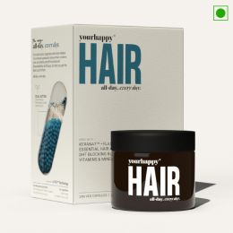 YourHappyLife: Hair Capsules with Keranat,Biotin(10000 MCG), Hair Aminos & Natural DHT Blockers- Pack of 30 capsules