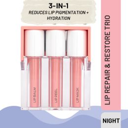 Flurth: 3-in-1 Korean Lip Moisturizing Trio - Night I Vegan & Clean Ingredients I Lip Balm, Lip Peel & Lip Mask