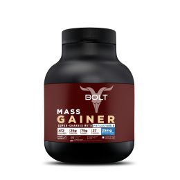 Bolt Nutrition: Mass Gainer | Weight Gainer | Supercharge with Phycocyanin | 25g Protein, 75g Carbs & 412 Calories For Muscle Gainer & Weight Gain Objectives | 2LB/907g (9 Servings) | Madagascar Vanilla