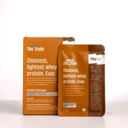 The Whole Truth:  Whey Protein Isolate+Concentrate  Cold Coffee 210g (Pack of 6)  24g Protein/Sachet 6.4g BCAA  100% Authentic & No Adulteration  Clean, Light & Easy to Digest  Sample & Travel Pack