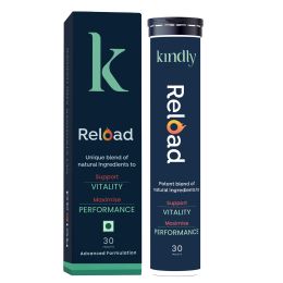 Kindly Health: Ashwagandha Reload | Stamina Booster For Men Ayurvedic Ingredients 100% Natural | B12 Ginkgo Biloba and Muira Puama | Extra Strength and Energy | 30 Tablets, Pack of 1