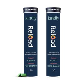 Kindly Health: Ashwagandha Reload | Stamina Booster For Men Ayurvedic Ingredients 100% Natural | B12 Ginkgo Biloba and Muira Puama | Extra Strength and Energy | 60 Tablets, Pack of 2