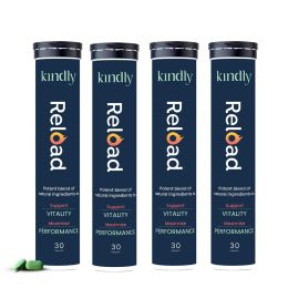 Kindly Health: Ashwagandha Reload | Stamina Booster For Men Ayurvedic Ingredients 100% Natural | B12 Ginkgo Biloba and Muira Puama | Extra Strength and Energy | 120 Tablets, Pack of 4