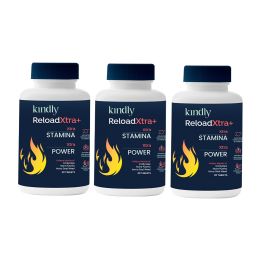 Kindly Health: ReloadXtra+ Horny Goat Weed | Stamina Booster For Men Ayurvedic Ingredients 100% Vegan | Vitamin B12 and Muira Puama | Extra Strength and Energy | 90 Tablets, Pack of 3