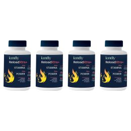 Kindly Health: ReloadXtra+ Horny Goat Weed | Stamina Booster For Men Ayurvedic Ingredients 100% Vegan | Vitamin B12 and Muira Puama | Extra Strength and Energy | 120 Tablets, Pack of 4