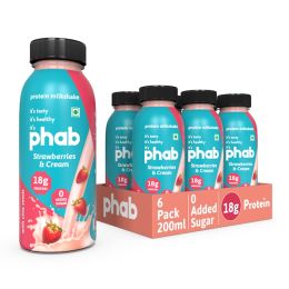 Phab: Protein Milkshake Strawberries & Cream - Pack of 6 x 200ml