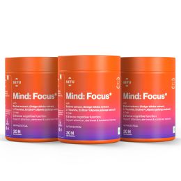 SETU: Mind Focus Capsules - 30 Caps (Pack of 3) L-Theanine, Brahmi & Ginkgo Biloba, Brain Booster - Helps Improve Focus, Alertness