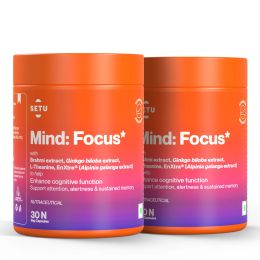 SETU: Mind Focus Capsules - 30 Caps (Pack of 2) L-Theanine, Brahmi & Ginkgo Biloba, Brain Booster - Helps Improve Focus, Alertness