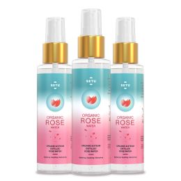 SETU: Organic Rose Water/Gulab Jal Spray -100 ML(Pack of 3) |Premium Face Mist, Toner for Brighter and Hydrated Skin |Oil-Control & Makeup remover| Zero alcochol, Paraben free and No artificial flavor