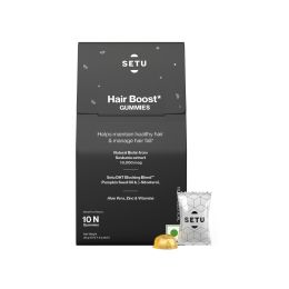 SETU: Biotin Hair Boost Gummies for Men & Women-10000 mcg | With DHT Blocker with Biotin, Pumpkin Seed Oil, Aloe vera Extract, Zinc & Vitamin A, E & C, B6 and B12 | Reduces Hair Fall & Strengthens Nails Growth | 100% Vegetarian | Mixed fruit Flavour | 10 Gummie