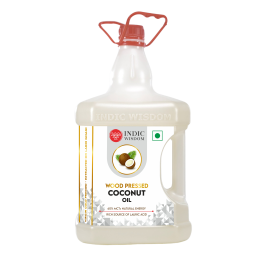 Indic Wisdom: Wood Pressed Virgin Coconut Oil 5 Liter (Cold Pressed Coconut Oil - Extracted on Wooden Churner)