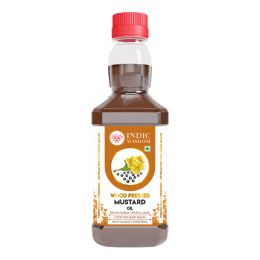 Indic Wisdom: Wood Pressed Mustard Oil 200 ml (Cold Pressed Mustard Oil - Extracted on Wooden Churner)