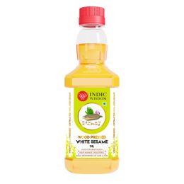 Indic Wisdom: Wood Pressed White Sesame Oil 200 ml (Cold Pressed White Sesame Oil - Extracted on Wooden Churner)