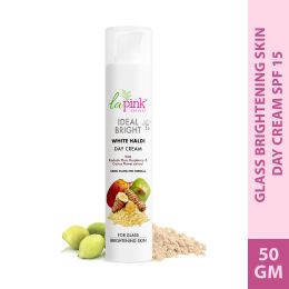 La Pink: Ideal Bright Day Cream | 100% Microplastic Free Formula | For Glass like Brightened skin, SPF15, Evens Skin Tone, All Skin Types | 50g