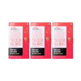 The Whole Truth: 55% Dark Chocolate (Pack of 3) - No Added Sugar - Sweetened Only with Dates - 55% Cocoa - 45% Dates