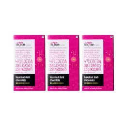 The Whole Truth: Dark Chocolate - Hazelnut (Pack of 3) - No Added Sugar - Sweetened Only with dates - 47% Cocoa - 38% Dates - 15% Hazelnuts