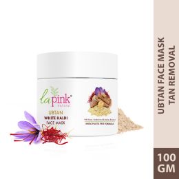La Pink: Ubtan White Haldi Face Pack Mask with 100% Microplastic Free Formula Blemish, Pigmentation, Dark Spot & Tan Removal | All Skin Types | 100g