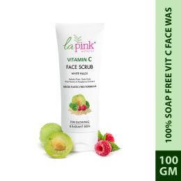 La Pink: Vitamin C White Haldi Face Scrub for Glowing Radiant Skin | 100% Microplastic Free Formula | Suitable for All Skin Types | 100ml
