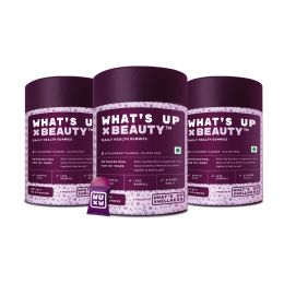 What's Up Wellness: Special Offer -Biotin Beauty Skin & Hair Gummies, for Hair Growth, Bright Skin & Strong Nails - Pack of 3 - Each 300 gm