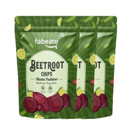 Fabeato: Nimbu Pudhina Beetroot Chips, Vacuum Fried, Vegetable Chips - (Pack of 3 X 35g)