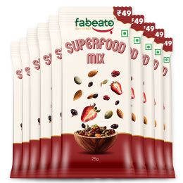 Fabeato: Munch on the Go Snack Premium Superfood Mix,Nuts, Dry Fruits, Seeds and Berries, Rich in Dietary Fiber, Rich in Protein - (25g x 10)