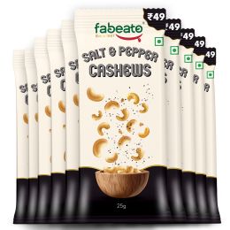 Fabeato: Munch on the Go Snack Premium Salt and Pepper Cashews, Crunchy - (25g x 10)