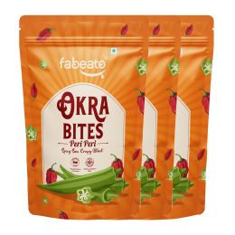 Fabeato: Peri Peri Okra Chips, Bhindi Chips, Vacuum Fried, Vegetable Chips - (Pack of 3 X 30g)
