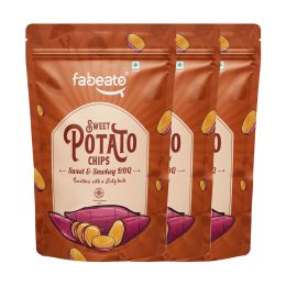 Fabeato: Smokey BBQ Sweet Potato Chips, Vacuum Fried, Vegetable Chips - (Pack of 3 X 40g)