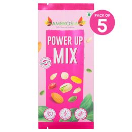 Ambrosia:  PowerUp Trail Mix Mini Packs - 40g | Energy-Boosting Snack with Nuts, Seeds & Dark Chocolate | Pack of 5
