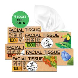 The Honest Home Company: Facial Tissue Papers Box | 100 Pulls (Pack of 5) (2PLY)