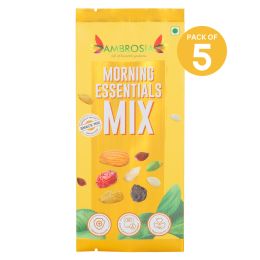 Ambrosia: Morning TrailMix Mini Packs - 40g | Nutritious Blend of Nuts, Seeds & Dried Fruits | On-the-Go Snack | Pack of 5
