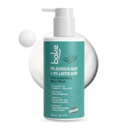 Bake Cosmetics: 2% Glycolic Acid + 3% Lactic Acid AHA Body Wash for Tan Removal, Strawberry Skin, Rough & Bumpy Skin 300ml
