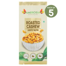 Ambrosia: Indian Roasted & Salted Cashew Kernels Mini Packs 40g | Pack of 5