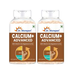 Dr. Morepen: Calcium+ Advanced Tablets with Vitamin - D2, Magnesium & Zinc - 120 Veg Tablets - Pack of 2