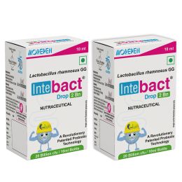 Dr. Morepen: INTEBACT PROBIOTIC DROPS 2BN CFU | Supplement for Gut Health - 10 ml Pack of 2