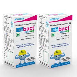 Dr. Morepen: INTEBACT INSTA 5BN CFU | Probiotics Supplement for Gut Health, Vanilla flavour - 6 Sachets Pack of 2