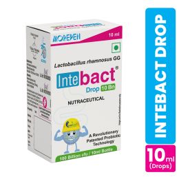 Dr. Morepen: INTEBACT PROBIOTIC DROPS 10BN CFU | Supplement for Gut Health - 10 ml Pack fo 2