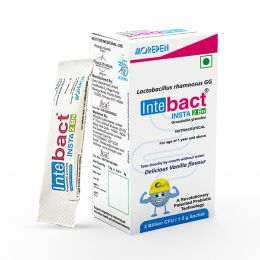 Dr. Morepen: INTEBACT INSTA 2BN CFU | Probiotics Supplement for Gut Health, Vanilla flavour - 6 Sachets