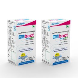 Dr. Morepen: INTEBACT INSTA 2BN CFU | Probiotics Supplement for Gut Health, Vanilla flavour - 6 Sachets - Pack of 2