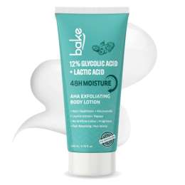 Bake Cosmetics: 12% Glycolic Acid + Lactic Acid AHA Exfoliating Body Lotion | Brightening, Dead Skin Removal & 48H Moisture 200ml