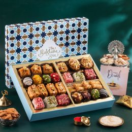 The Baklava Box: Navy Imperial Festive Combo Box with Baklava, Indian Fusion & Turkish delights - 750 gm